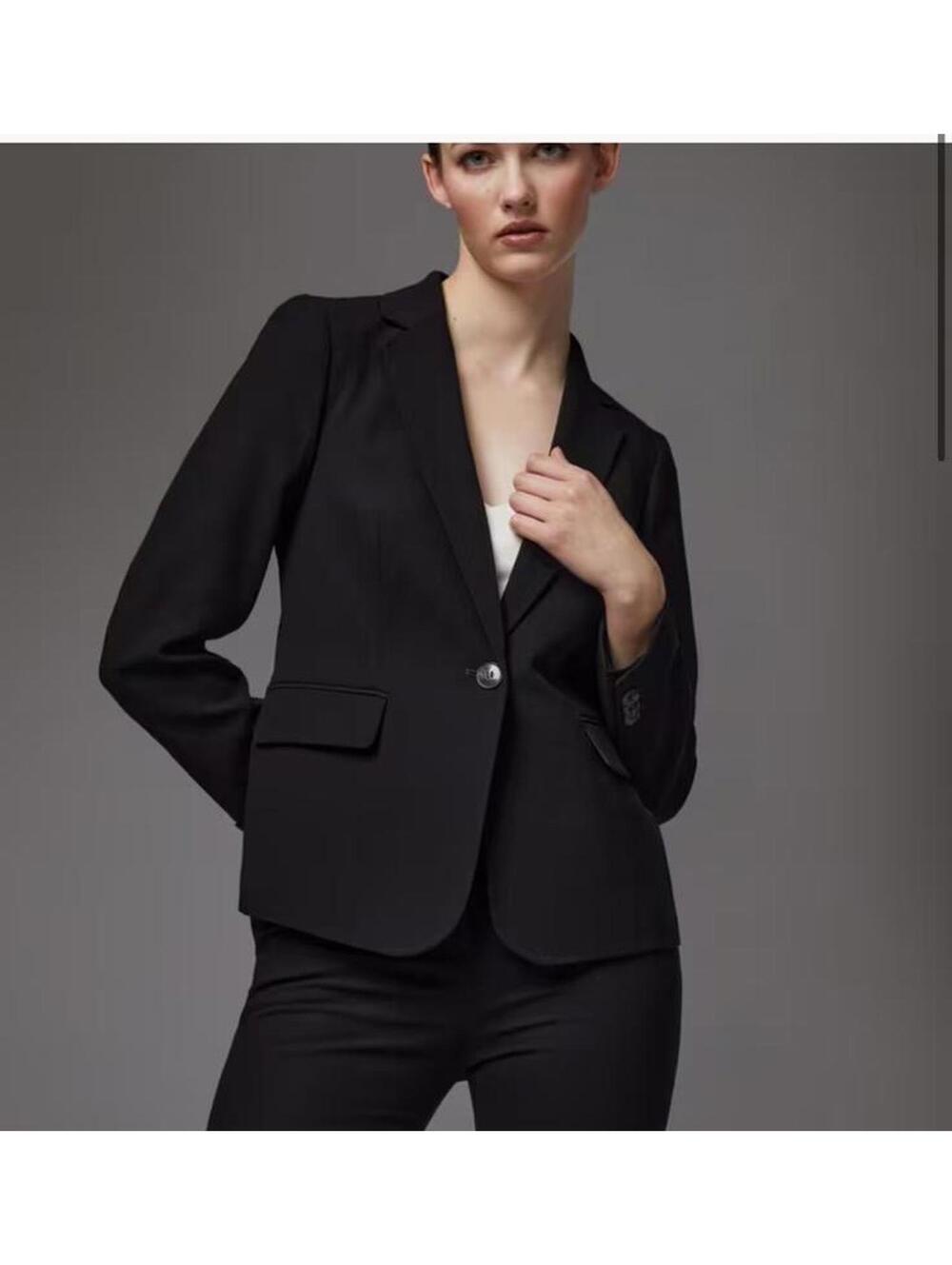 Nwt Lk Bennett Wiley Black Recycled Crepe Jacket Us 14